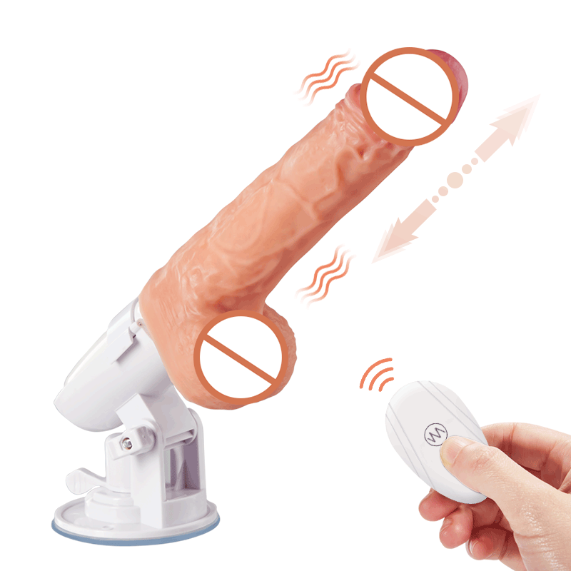 Consolador multi-función 4-en-1 con 145 ° ventosa rotativa