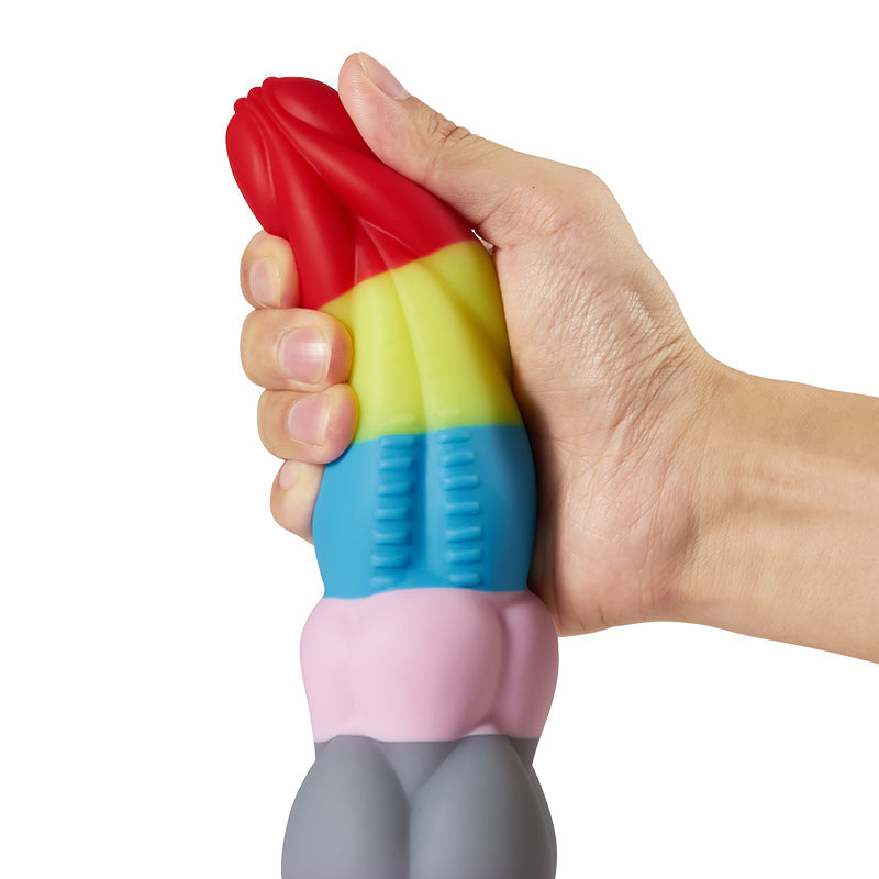 Rainbow dildo large with suction cup