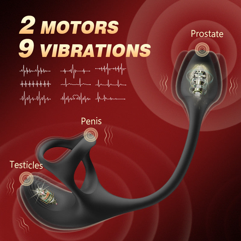 Plug Anal Hombre Estimulador Vibración con Anillos de Pene