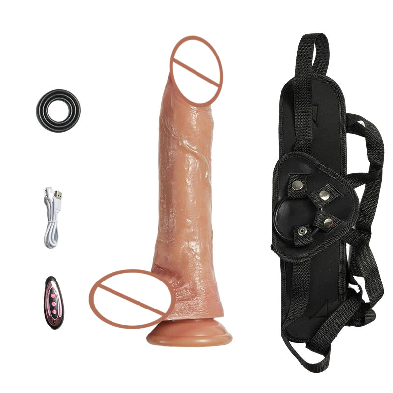 Portable dildo vibration modes heated strap-on