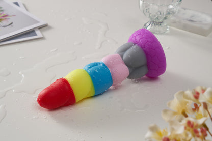 Rainbow dildo large with suction cup